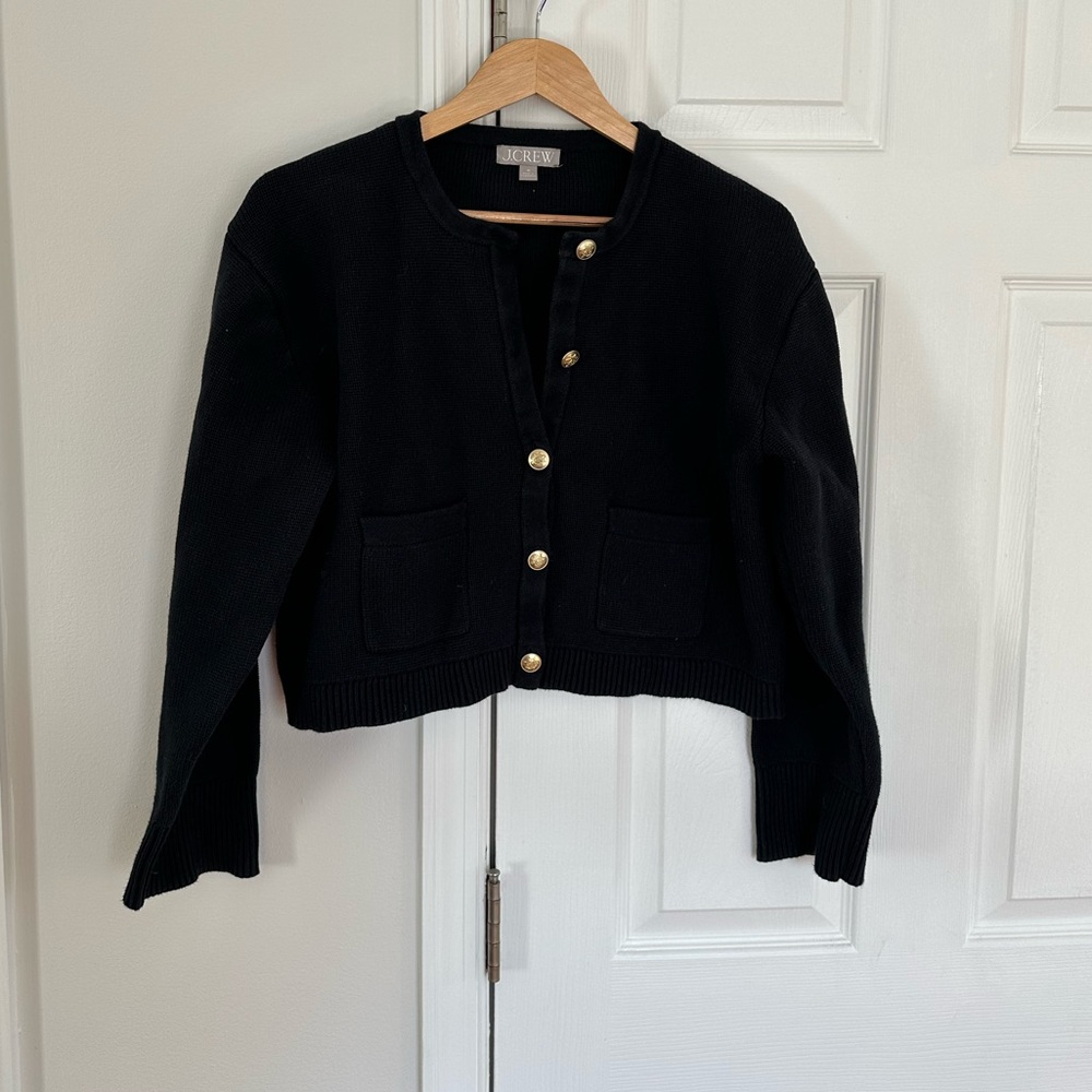 Black J. Crew Emilie Sweater Lady Jacket